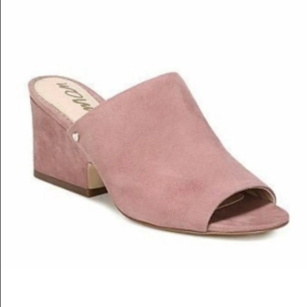 SAM EDELMAN Blush Suede Block Heel Pumps Size 10